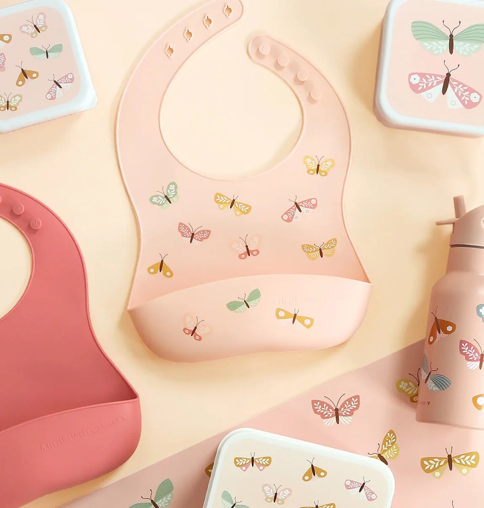 A Little Lovely Company - set di due bavaglini in silicone - farfalle