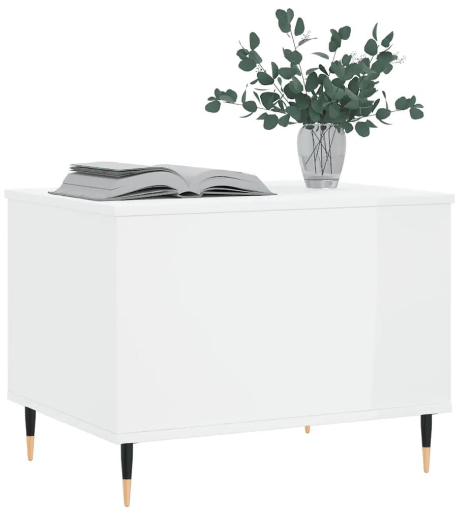 Tavolino salotto bianco lucido 60x44,5x45 cm legno multistrato