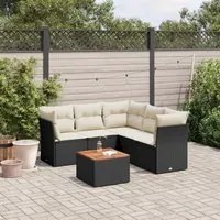 Set Divano da Giardino 6 pz con Cuscini Nero in Polyrattan 3255965