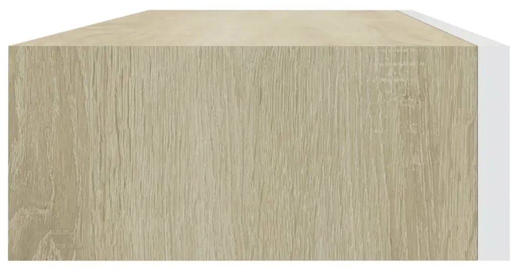 Scaffale da parete con cassetto bianco rovere 60x23,5x10 cm mdf
