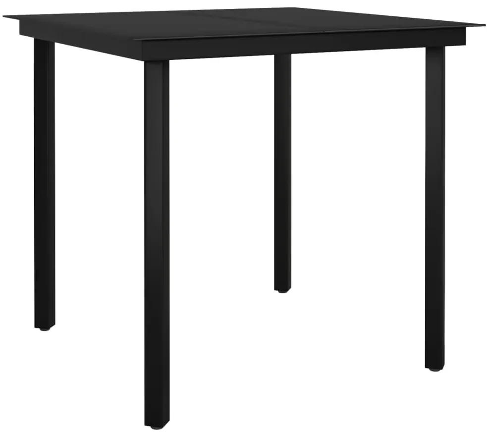 Set da pranzo da giardino 5 pz nero con cuscini in polyrattan