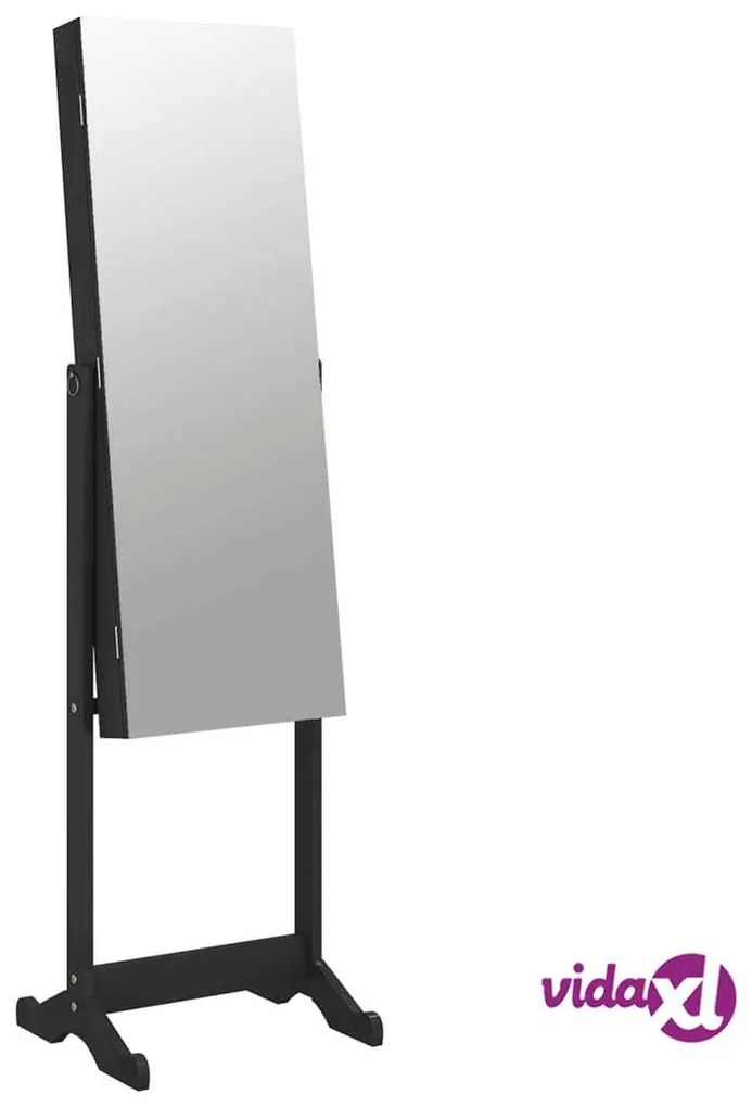 vidaXL Armadio Portagioie Specchio Autoportante Nero 42x38x152 cm