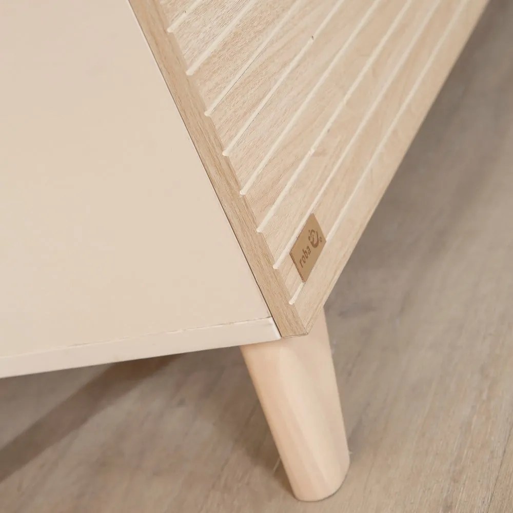 Cassettiera per bambini color crema/di colore naturale con effetto rovere con fasciatoio 110x98x75 cm Sidney – Roba