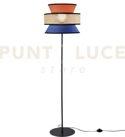Piantana gazebo aranzione blu rattan naturale 1 luce attacco e27 d4...
