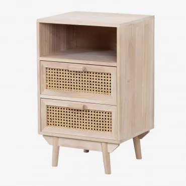 Comodino Con Contenitore In Legno Ralik Marrone Legno Naturale - Sklum