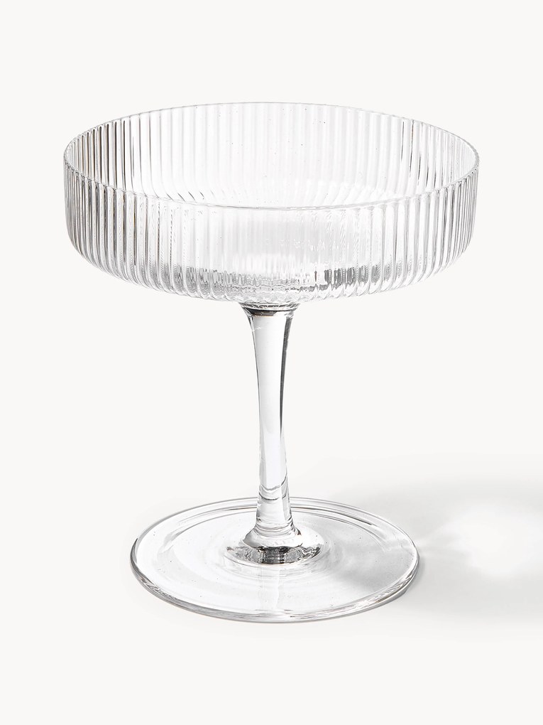 Set di 2 coppe da champagne in vetro soffiato con scanalatura in rilievo Ripple