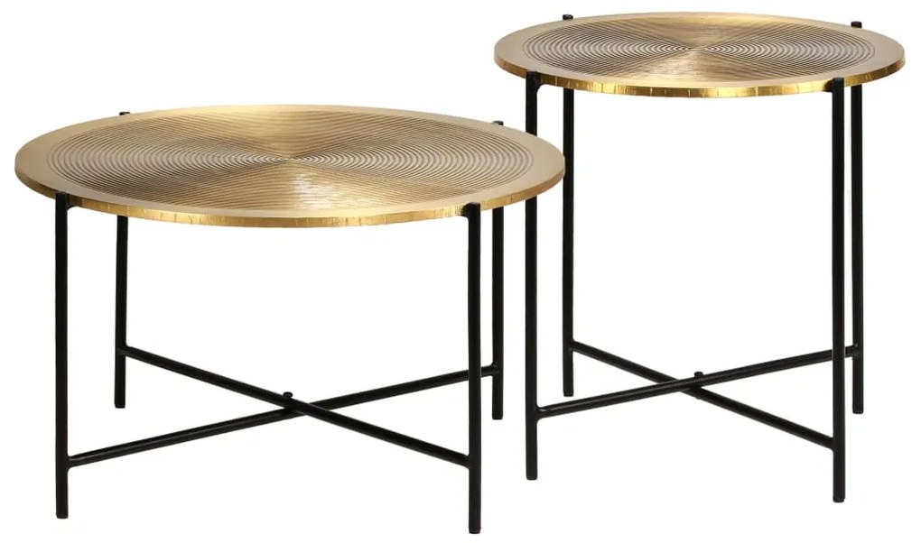 Set Tavoli 2 Pz İn Mdf Rivestimento İn Ottone /