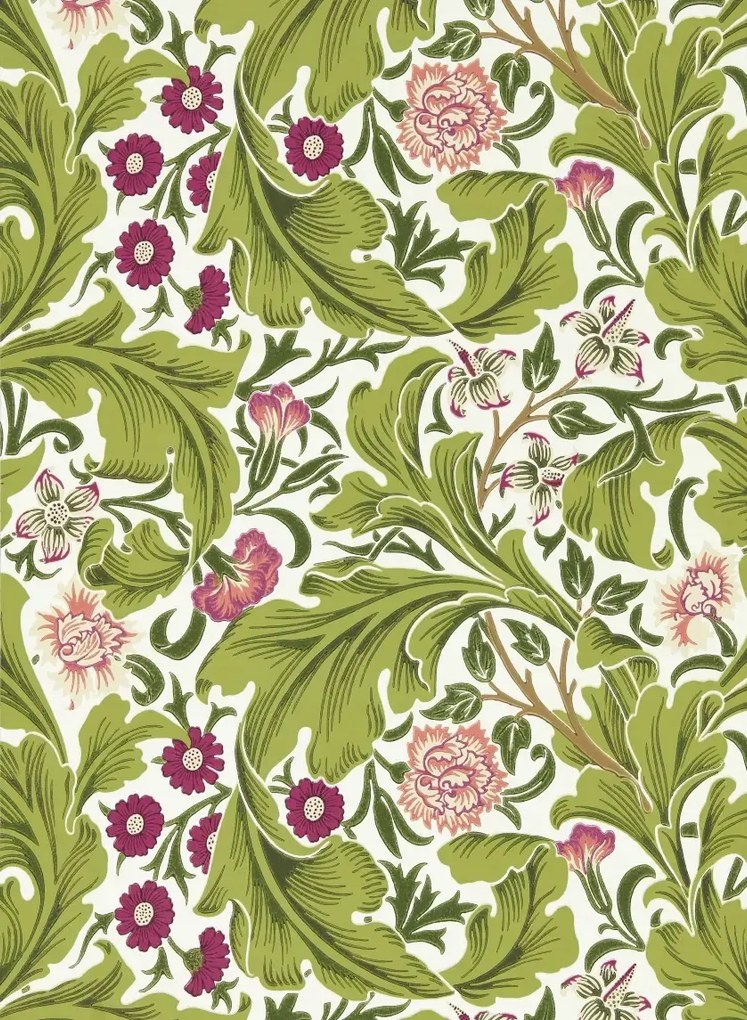 Morris & Co Carta da parati Leicester - Sour Green/ Plum