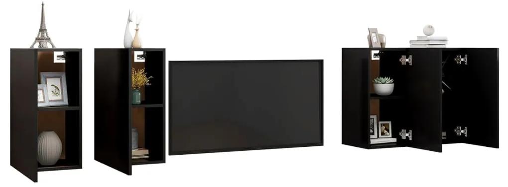 Mobili Porta TV 4 pz Neri 30,5x30x60 cm in Legno Multistrato