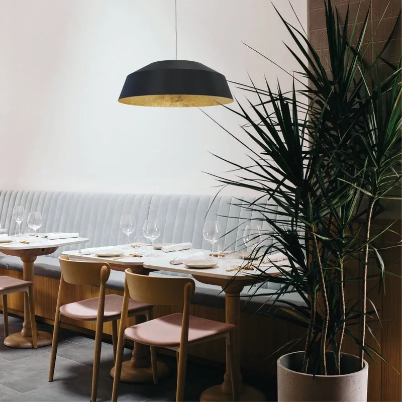 Lampadario Glamour Tokyo nero paralume nero E27 Ø35cm LUMICOM