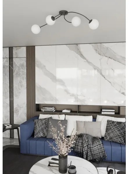 Lampadario a plafone VIBRA 4xE14/10W/230V nero/bianco