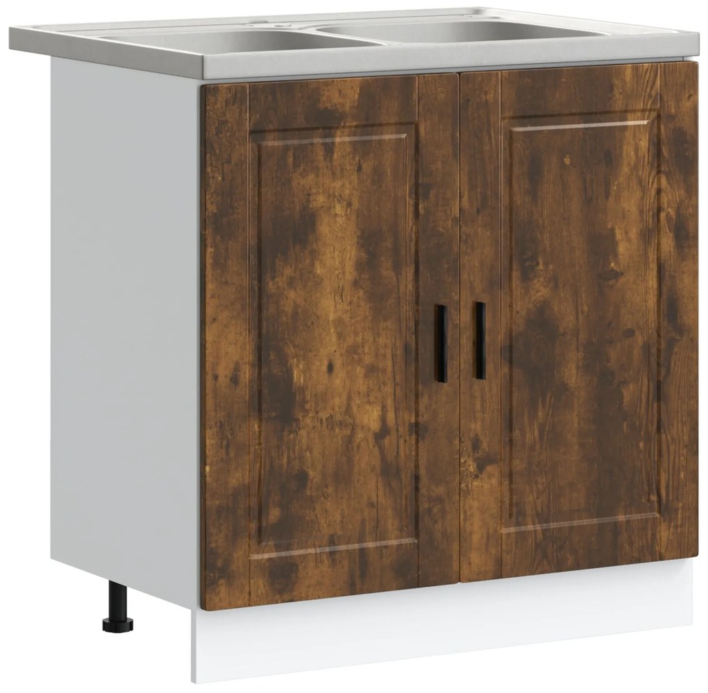 Mobile base per lavabo ""porto"" con lavabo rovere affumicato 80x46x84,5 cm in legno ingegnerizzato