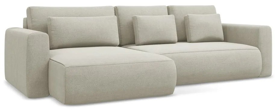 Divano angolare beige allungabile/con contenitore (con penisola a sinistra/con chaise lounge) Kapua – Makamii