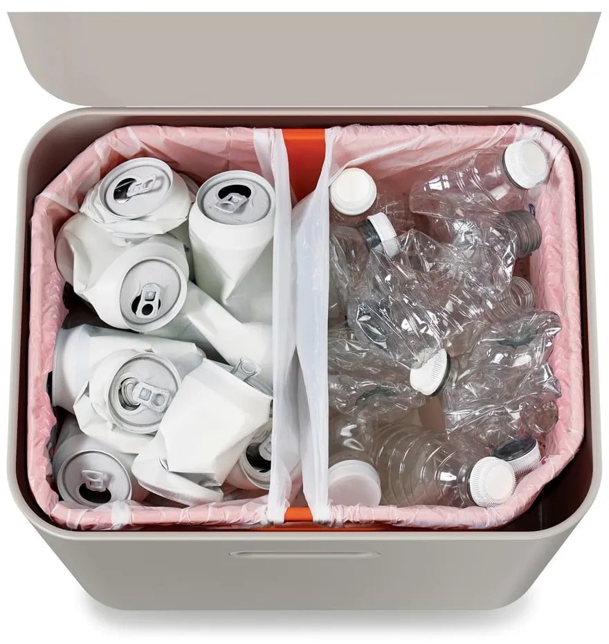 Bidone in acciaio beige per rifiuti differenziati 60 l Totem Max - Joseph Joseph