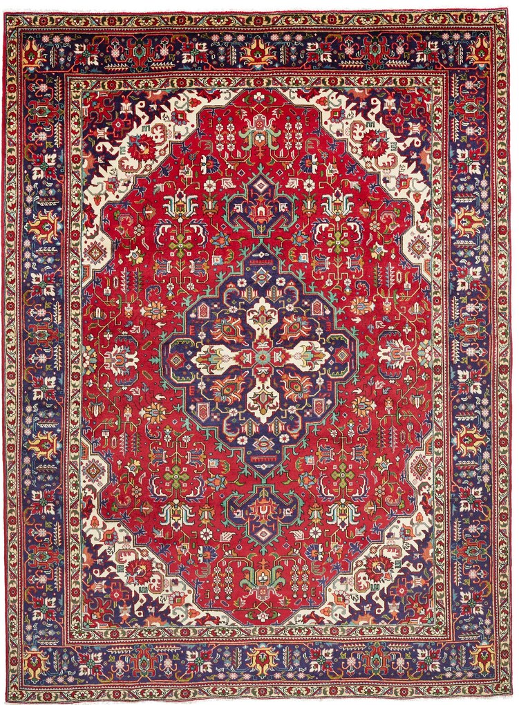 Tabriz Tappeto 340 x 250 Rosso (Iran) Annodato A Mano