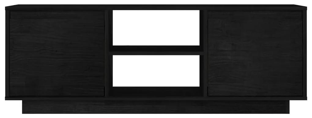 Mobile porta tv nero 110x30x40 cm in legno massello di pino