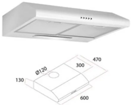 Cappa Aspirante Elettrica Sottopensile Per Cucina 60 Cm