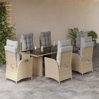 Set Pranzo da Giardino 7 pz con Cuscini Beige Misto Polyrattan 3213360