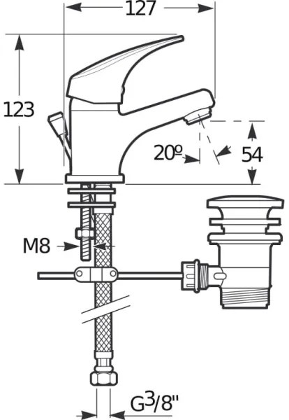 JIKA H3111N10041111 - Miscelatore lavabo + scarico con troppopieno TALAS 12,3 cm