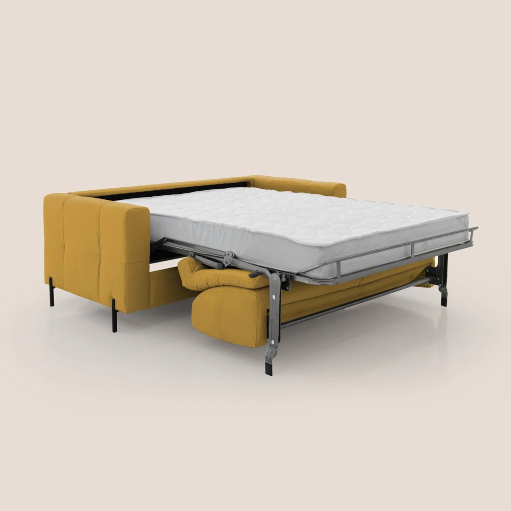 Ortensia divano letto materasso H18 cm con piedi alti in elegante microfibra smacchiabile T11