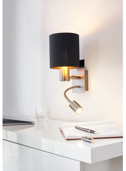 Eglo 96483 - Lampada LED flessibile PASTERI 1xE27/40W+LED/3,8W nero