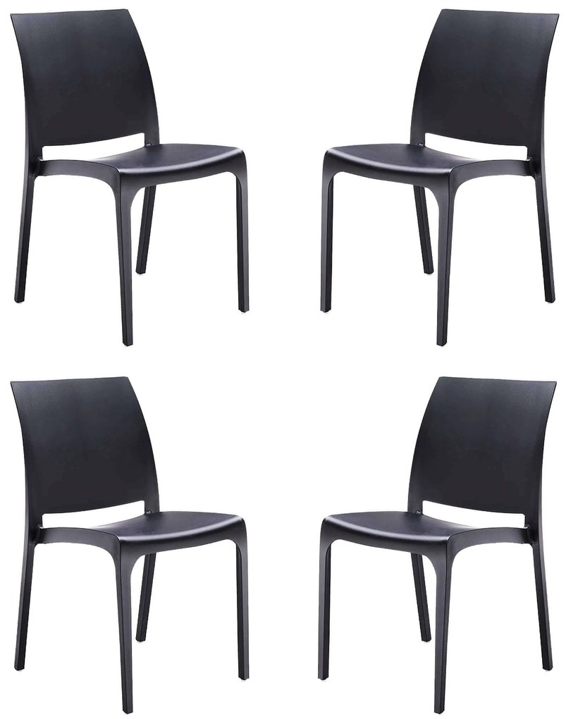 VOLGA - sedia da giardino in plastica set da 4