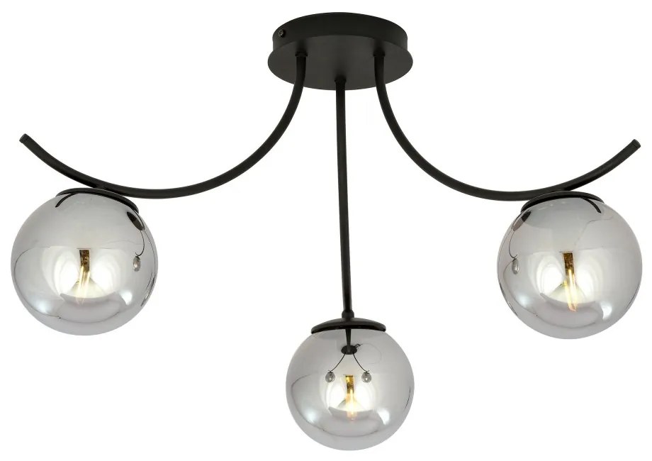 Lampadario da Soffitto in Acciaio e Vetro BOSTON 3 Nero 3xE14 Colore delle Sfere Grafite