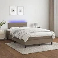 Letto a Molle con Materasso e LED Tortora 120x200cm in Tessuto 3133225