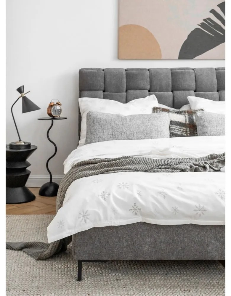 Letto matrimoniale imbottito grigio con rete inclusa 140x200 cm Eve – Miuform