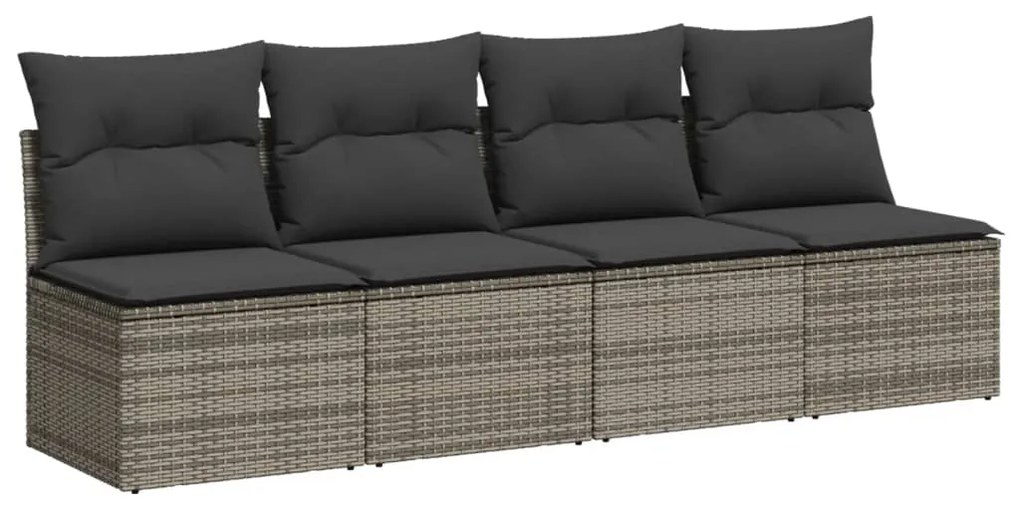 Set divano da giardino 9 pz con cuscini grigio in polyrattan