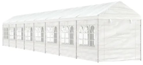 Gazebo con Tetto Bianco 17,84x2,28x2,69 m in Polietilene