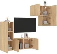 Mobili TV a Muro 4pz Rovere Sonoma in Legno Multistrato 3216430