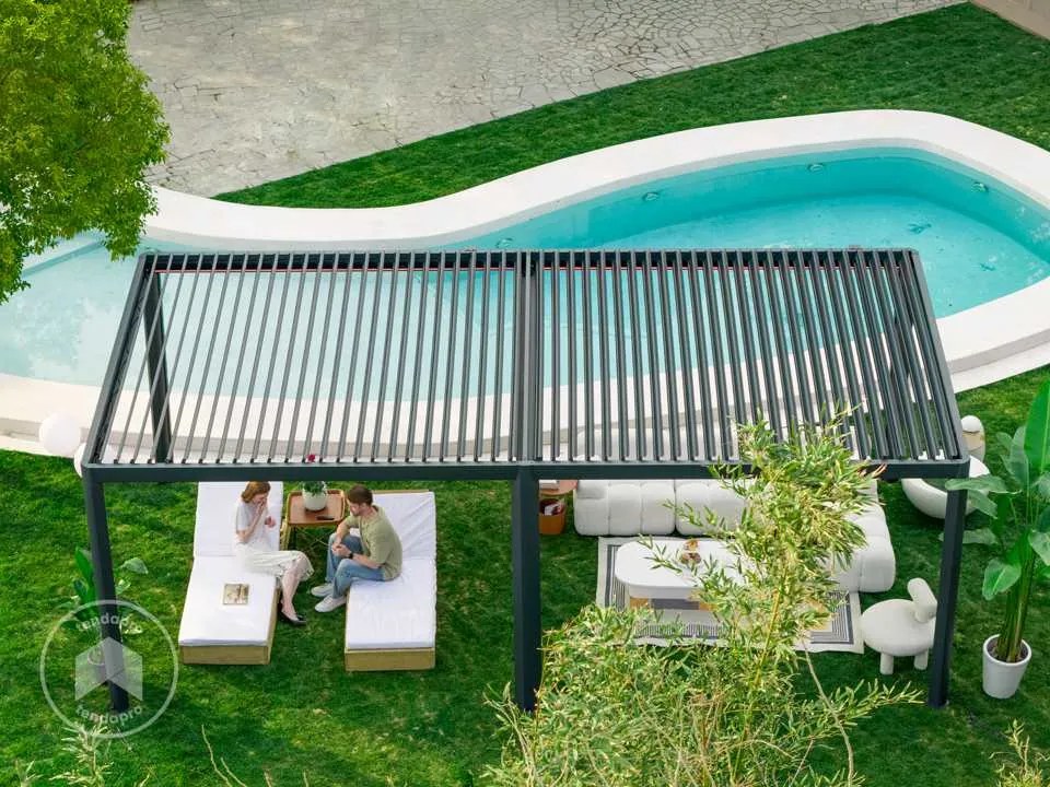 PRIMEYARD Pergola 4x7m, tetto lamellare, antracite - (GFPV01126)