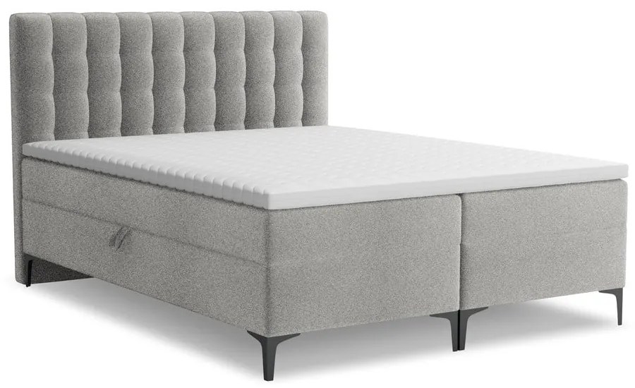 Letto boxspring grigio chiaro con contenitore 160x200 cm Puhala – Makamii