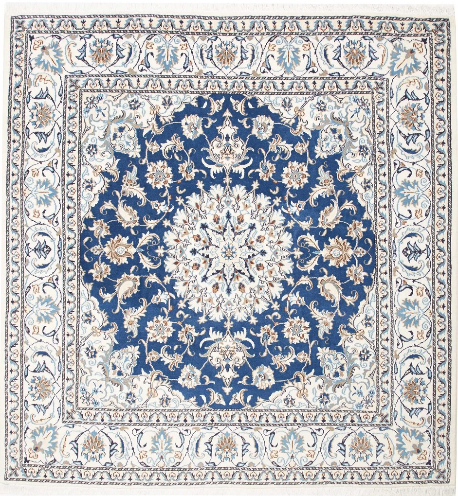 Nain Tappeto persiano 200 x 190 Blu (Iran) Annodato A Mano