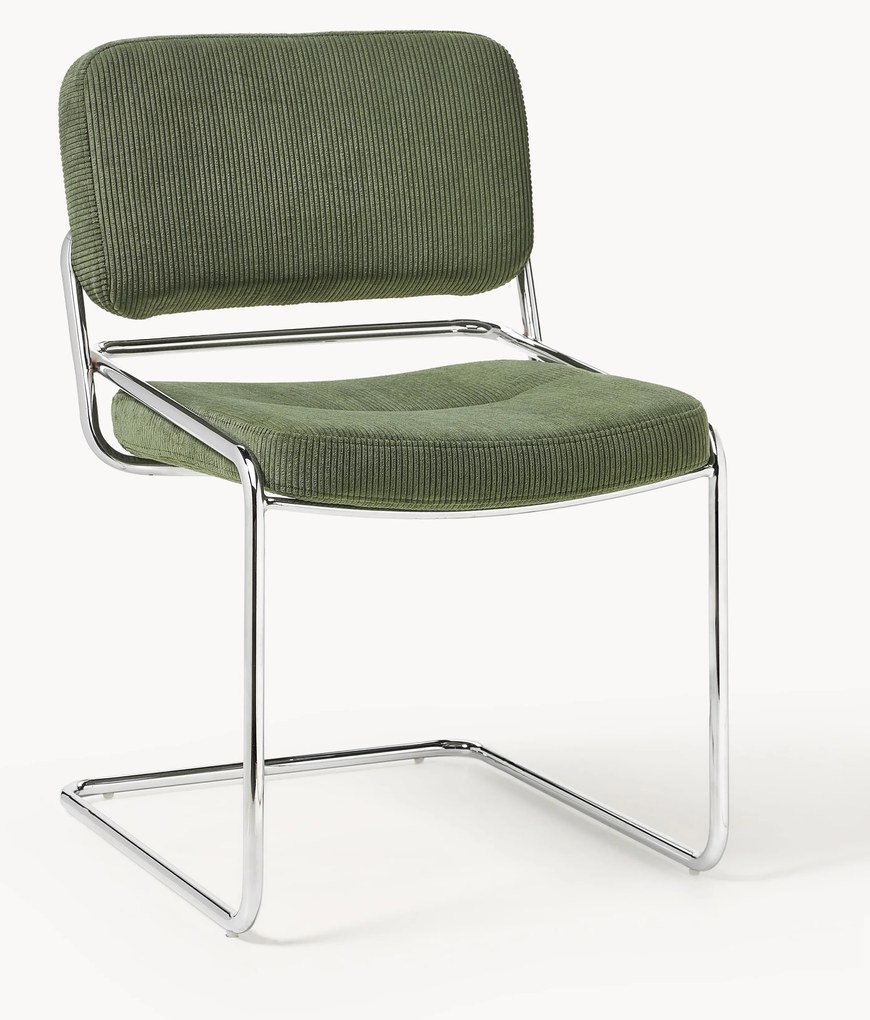 Sedia cantilever in velluto a coste Don