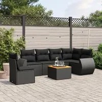 Set Divani da Giardino con Cuscini 7pz Nero Polyrattan 3257357