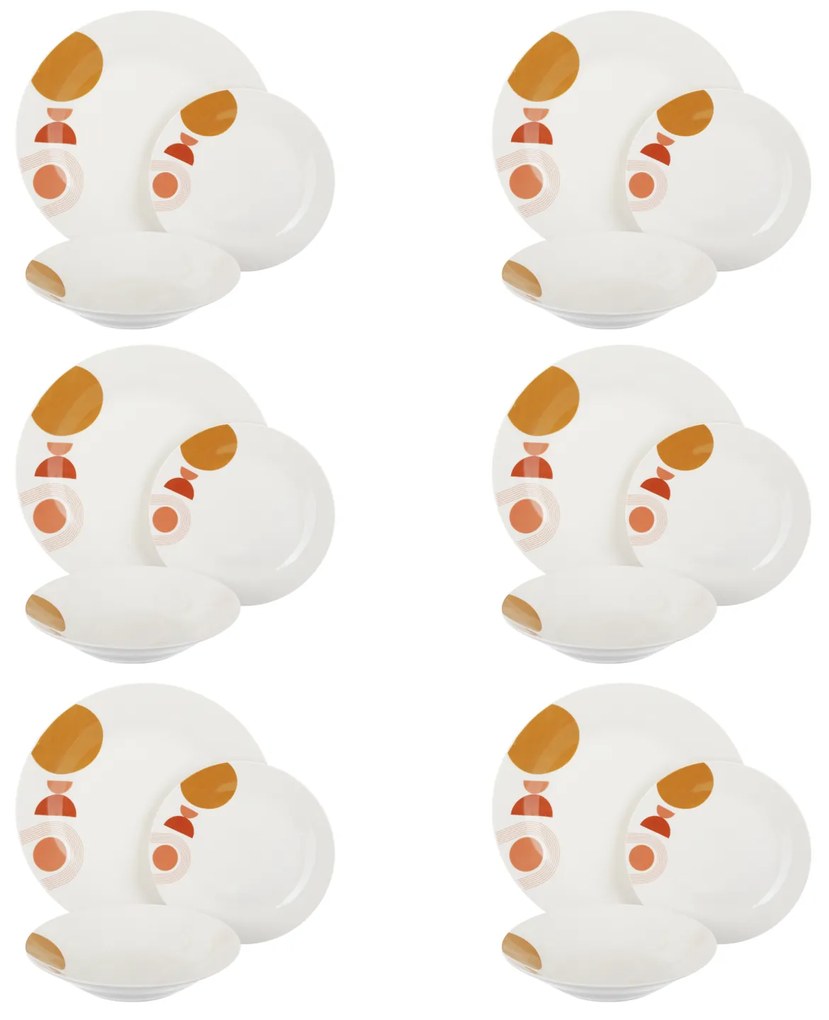 Servizio 18 piatti porcellana decori arancio Tara