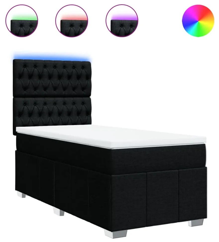 Giroletto a molle con materasso nero 100x200 cm in tessuto