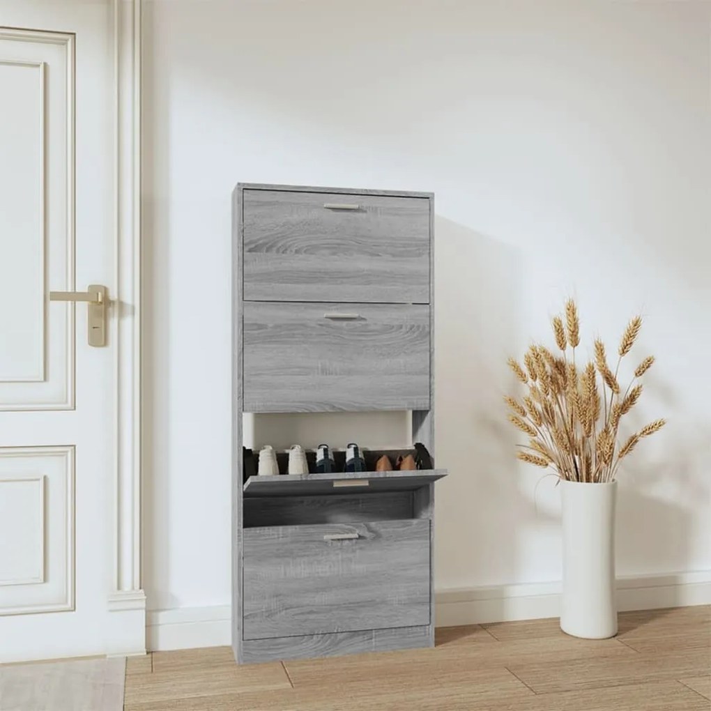 Scarpiera Grigio Sonoma 59x17x150 Cm İn Legno Multistrato /
