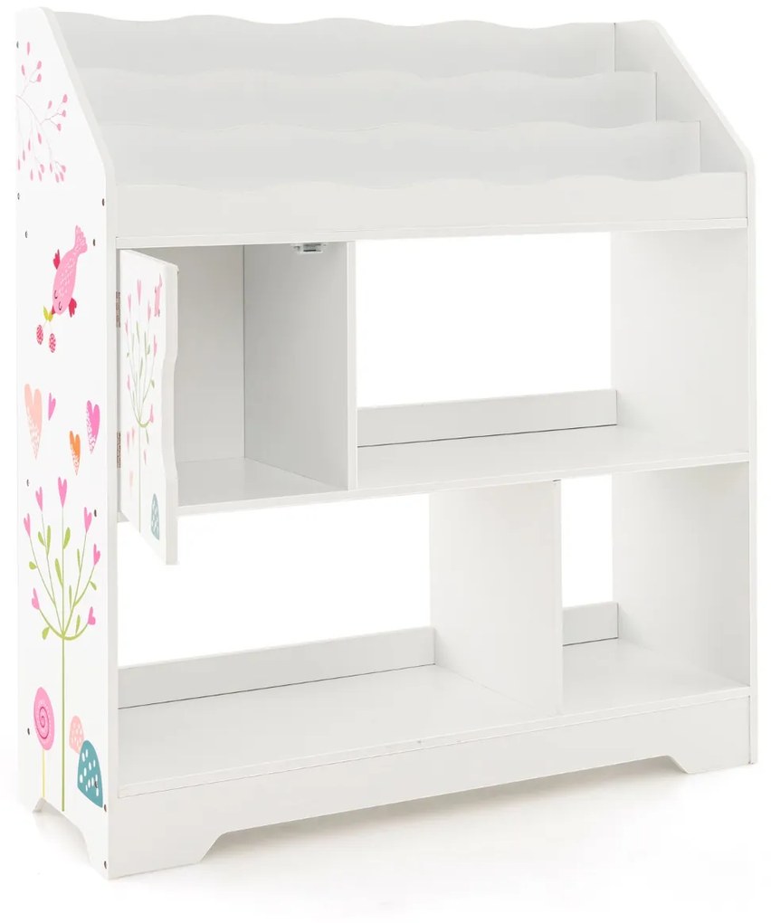 Costway Mobile portagiochi per bambini con libreriaporta giocattoli e scomparti, Scaffale 3-in-1 per giocattoli 2 Colori