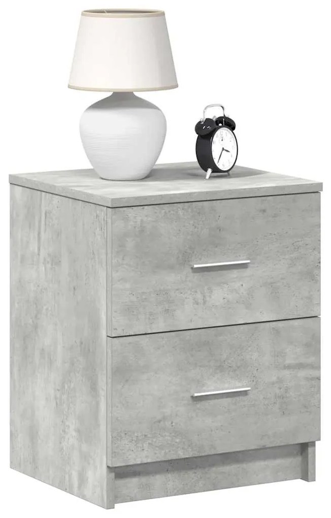 Comodini 2 Pz Con 2 Cassetti Grigio Cemento 40x36x50 Cm /