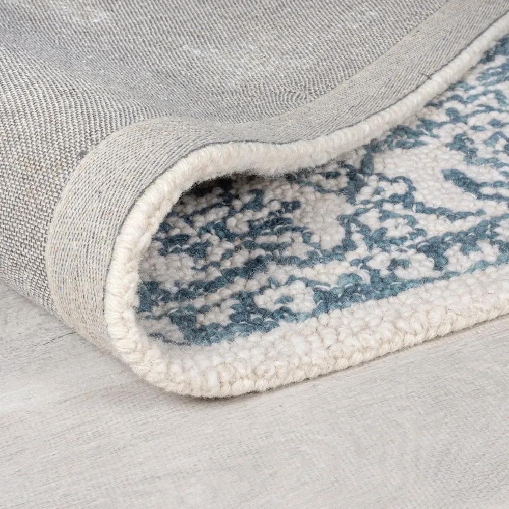 Tappeto in lana bianco/blu 120x170 cm Yasmin - Flair Rugs