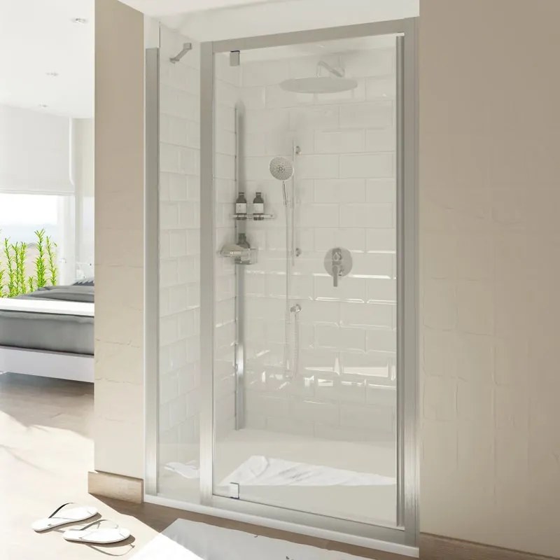 Pannello laterale per box doccia Style L 30 x H 200cm, Sp. 8 mm profilo in alluminio argento spazzolato