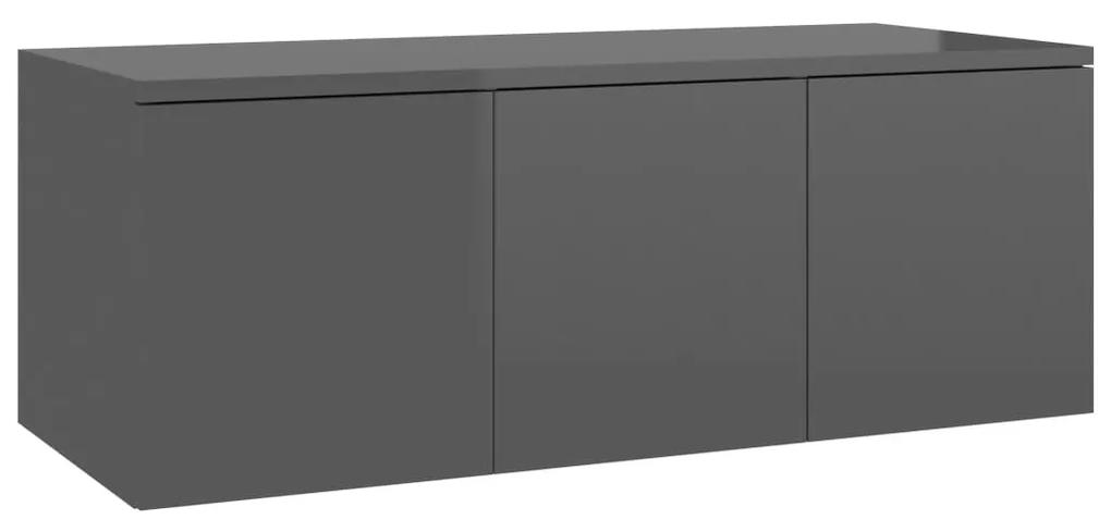 Mobile tv grigio lucido 80x34x30 cm in truciolato