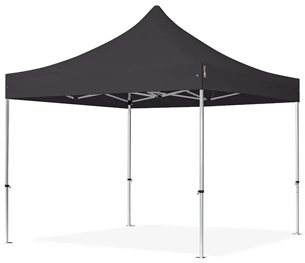 TOOLPORT 3x3m gazebo pieghevole PES con laterali (finestre), PROFESSIONAL alluminio, nero - (600134)