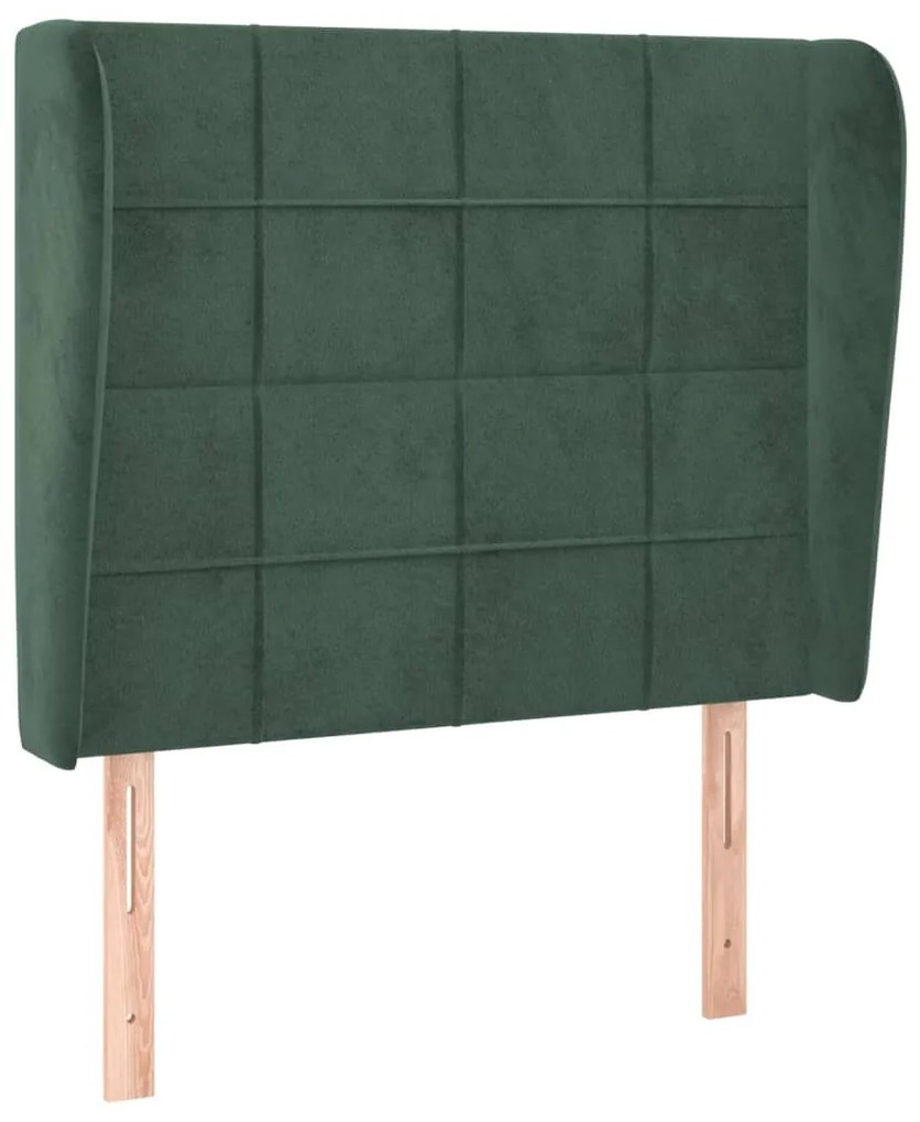 Testiera ad orecchio verde scuro 103x23x118/128cm in velluto