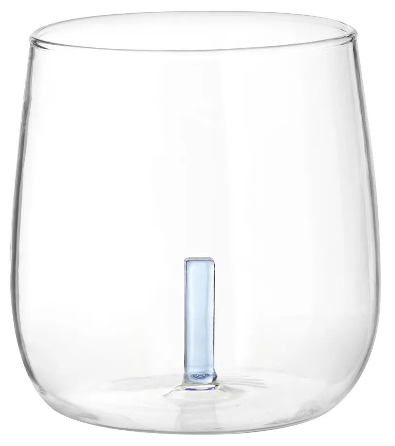 Bicchiere acqua lettera I azzurra in vetro borosilicato, da 380 ml