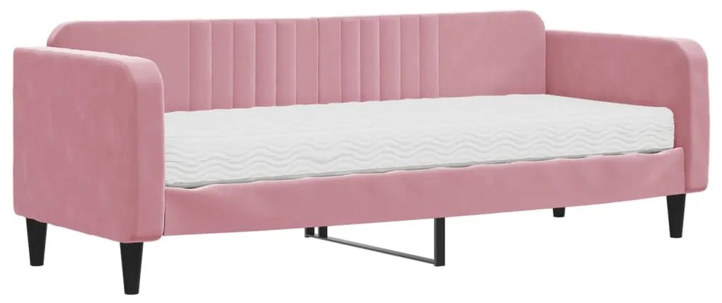 Divano letto con materasso rosa 80x200 cm in velluto