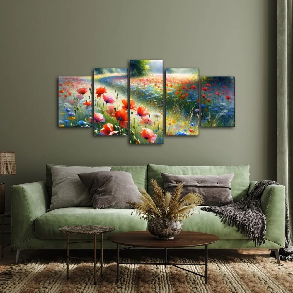 Quadro su tela – Papaveri rossi in un mare di fiori di campo
